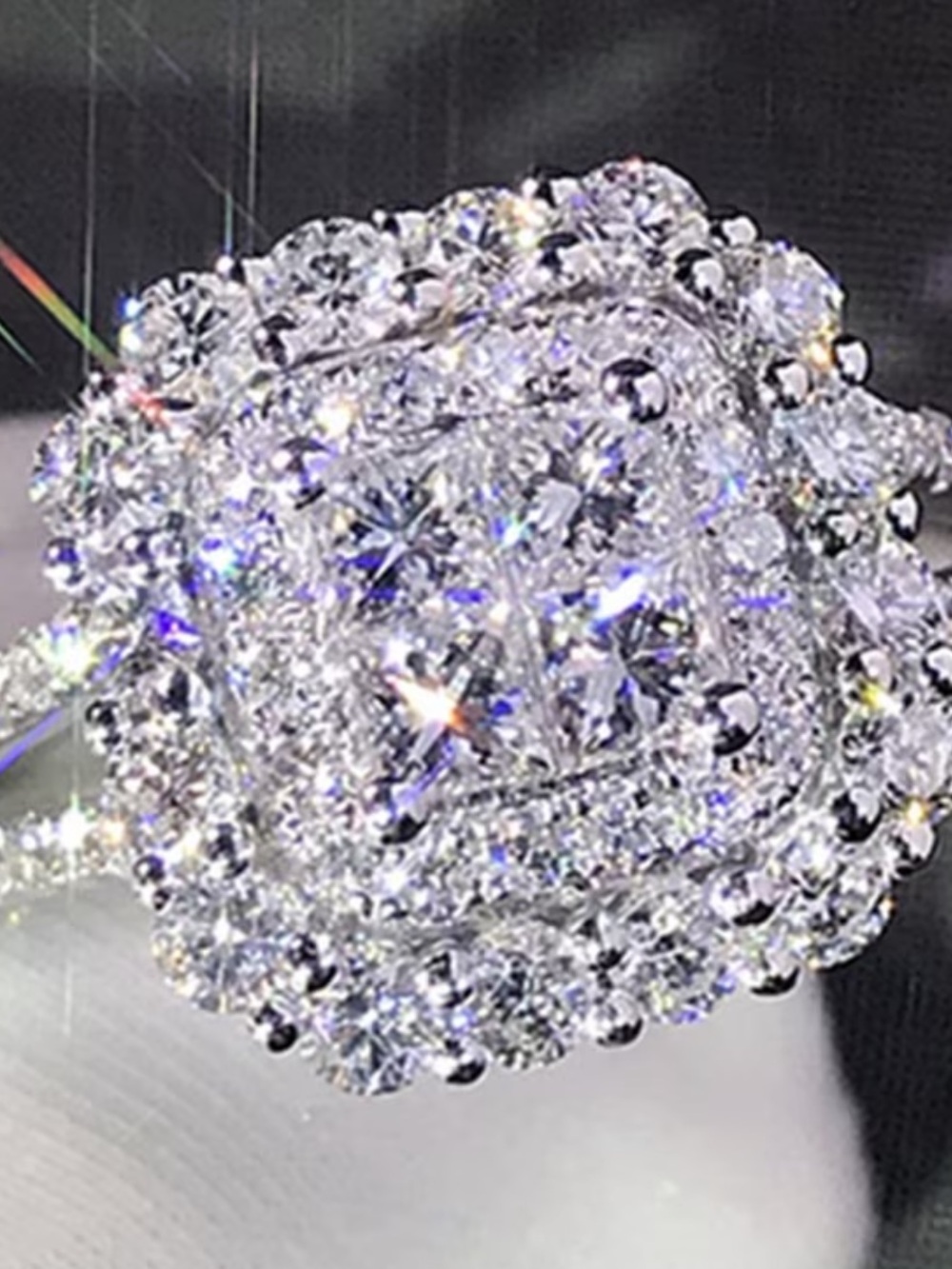 Silver crystal zirconia ring
